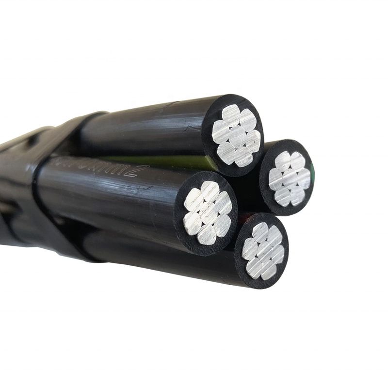 Cable à conducteur en aluminium LV Abc XLPE PE LDPE PVC isolé à haute tension Duplex Triplex Quadruplex Service Drop Cable 4x70mm2 50mm2