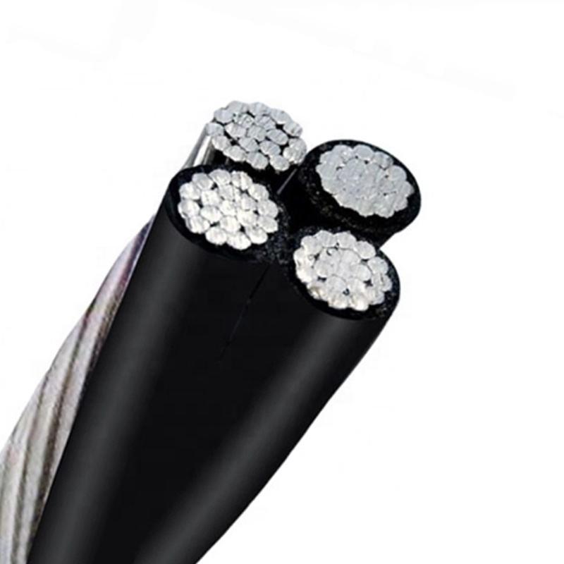 Câble ABC conducteur en aluminium XLPE PE LDPE PVC isolé aérien Duplex Triplex Quadruplex pour branchement 4x70mm2 50mm2
