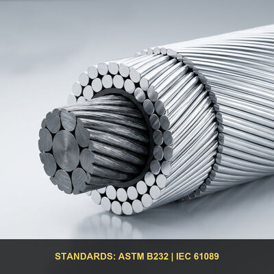 Conducteur ACSR 50mm et 100mm – Câble Aluminium Conductor Steel Reinforced (SCA/ACSR) pour lignes de transmission aériennes